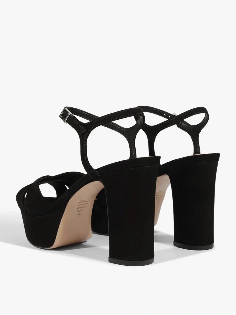 Schutz Keefa Black Platform Ankle-Strap Sandals